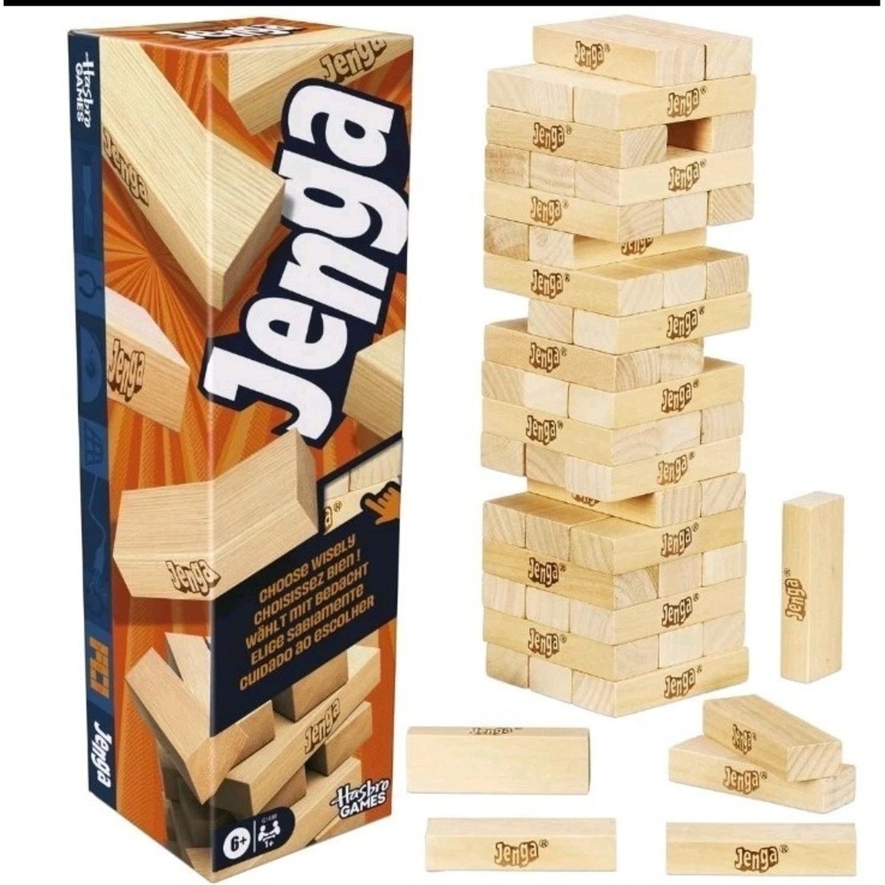 Official Hasbro Jenga Game Wood Block Stacking Tower with Digital Die Ages 6+